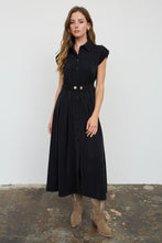 Load image into Gallery viewer, The Sloane Belted Midi Dress (Black)