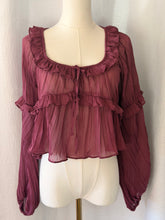 Load image into Gallery viewer, The Juliette Ruffle Blouse (Berry Wine)