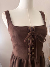 Load image into Gallery viewer, Espresso Lace-Up Midi Dress