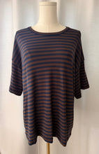 Load image into Gallery viewer, The Reese Striped Tee (Brown/Navy)