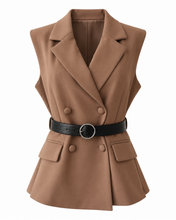 Load image into Gallery viewer, The Sofia Sleeveless Blazer-Taupe