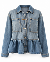 Load image into Gallery viewer, The Adeline Peplum Denim Jacket