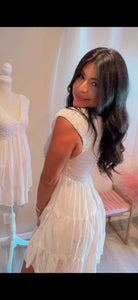 Smocked White Tiered Dress