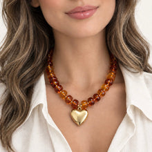 Load image into Gallery viewer, Honey Heart Beaded Necklace
