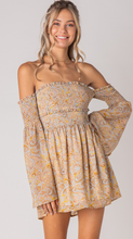 Load image into Gallery viewer, Off Shoulder Paisley Mini Dress
