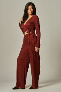 Wrapped Long Sleeve and Pant Set (Angora Red)