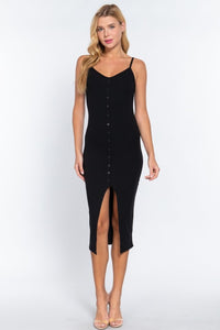 The Button-Down Midi Dress (Black)
