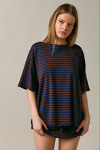 Load image into Gallery viewer, The Reese Striped Tee (Brown/Navy)

