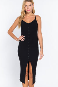 The Button-Down Midi Dress (Black)