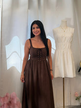 Load image into Gallery viewer, Espresso Lace-Up Midi Dress
