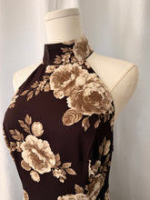 Load image into Gallery viewer, Mocha Bloom Halter Midi Dress
