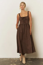 Load image into Gallery viewer, LACE UP FRONT SLEEVELESS SUEDE MIDI DRESS
