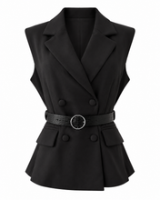 Load image into Gallery viewer, The Sofia Sleeveless Blazer-Black
