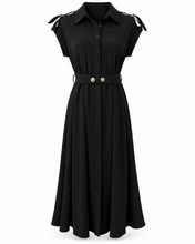 Load image into Gallery viewer, The Sloane Belted Midi Dress (Black)
