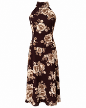 Load image into Gallery viewer, Mocha Bloom Halter Midi Dress

