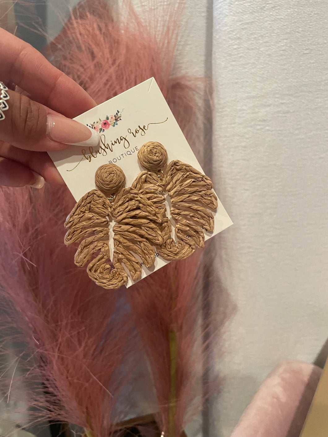 Raffia Leaf Earrings