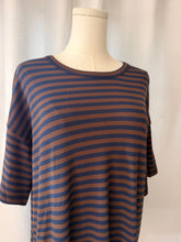 Load image into Gallery viewer, The Reese Striped Tee (Brown/Navy)
