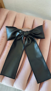 Faux Leather Bow (Black)