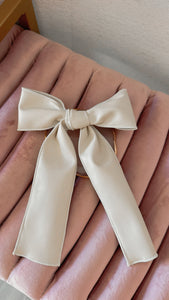 Faux Leather Bow (Ivory)