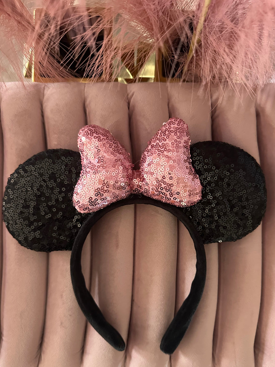 Sequin Ears ( Black/ Light pink)