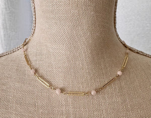 Dainty Pink Stone Necklace