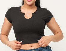 Load image into Gallery viewer, Ribbed Crop Top (Black)
