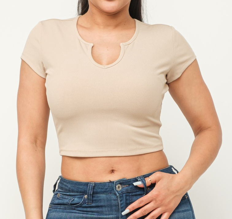 Ribbed Crop Top (Almond)
