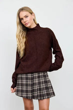 Load image into Gallery viewer, Center Seam Mock Neck Relaxed Pullover Sweater, Cocoa
