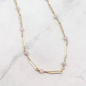 Dainty Pink Stone Necklace