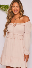 Load image into Gallery viewer, Long Sleeve Off Shoulder Frilled Ruffle Mini Dress
