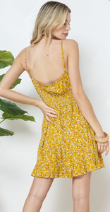 Floral Mini Ruffle Dress (Mustard)