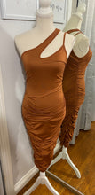 Load image into Gallery viewer, One Shoulder Ruched Dress (RUST)
