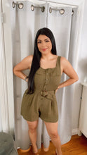 Load image into Gallery viewer, Belted Button Front Romper
