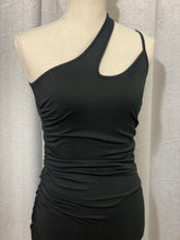 Load image into Gallery viewer, One Shoulder Ruched Dress (BLACK)
