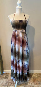 Tie-Dye Halter Maxi Dress